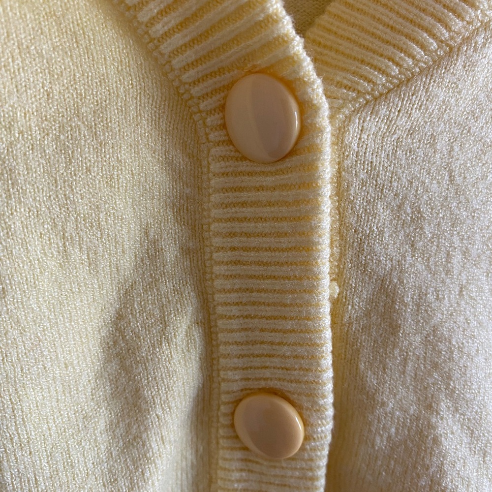 Belle Pogue Retro Cropped Cardigan Woman’s XL Yellow Retro Preppy Sweater - Picture 2 of 7